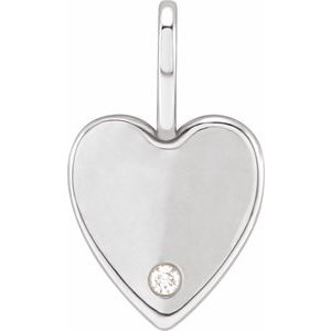 14K White .02 CT Natural Diamond Heart Charm/Pendant