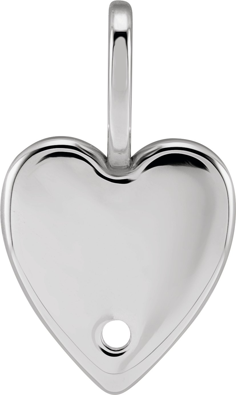 18K White 1.7 mm Round Heart Charm/Pendant Mounting