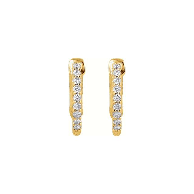 14K Yellow 14.5 mm 1/4 CTW Natural Diamond Inside-Outside Hinged Hoop Earrings