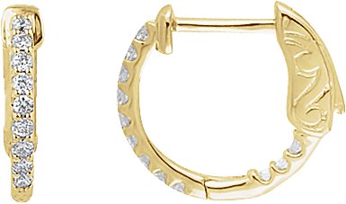 14K Yellow 1/4 CTW Natural Diamond Inside-Outside 14.5 mm Hinged Hoop Earrings