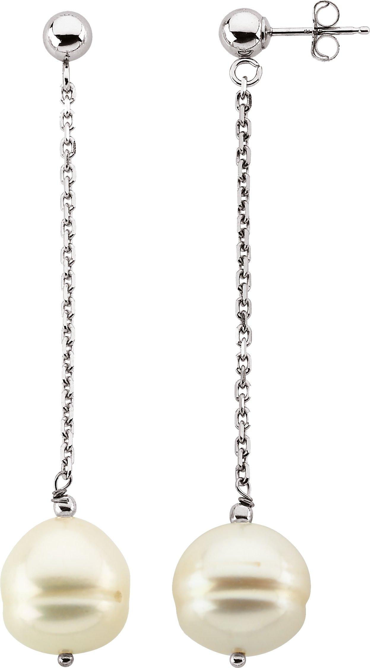 Freshwater Circle Pearl Chain Dangle Earrings 9 to 11mm Ref 727020