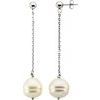 Freshwater Circle Pearl Chain Dangle Earrings 9 to 11mm Ref 727020