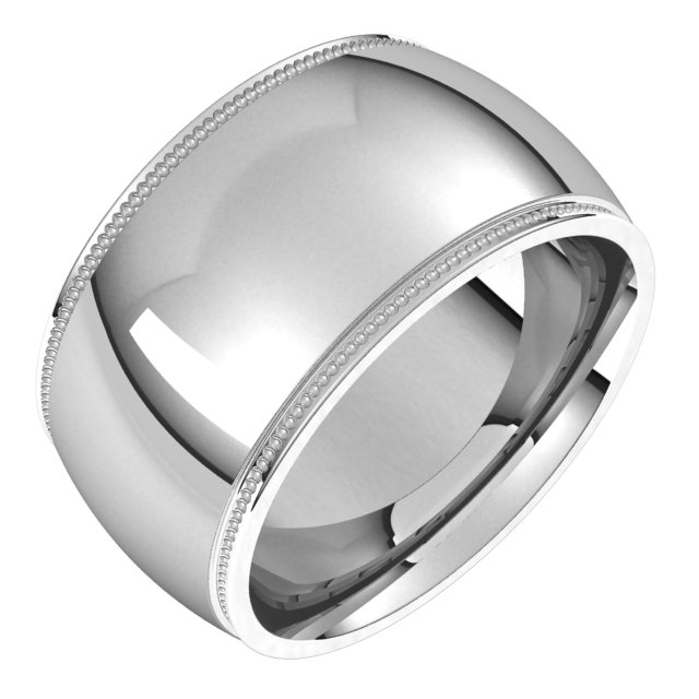 Milgrain Stepped-Edge Comfort-Fit Half Round Bands