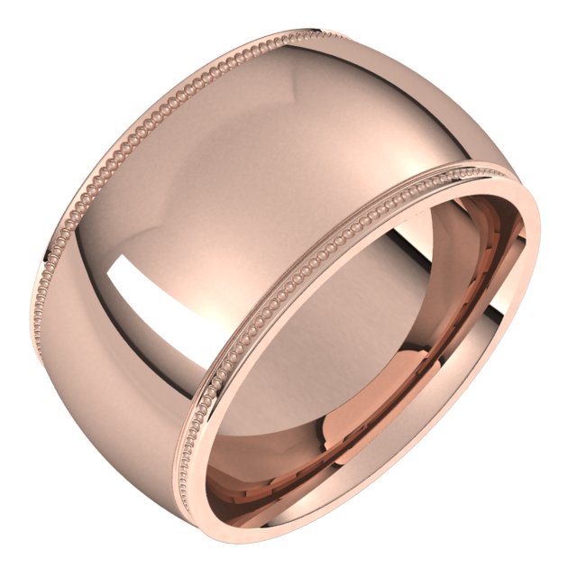 Milgrain Stepped-Edge Comfort-Fit Half Round Bands