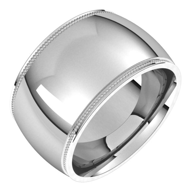 Milgrain Stepped-Edge Comfort-Fit Half Round Bands