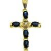 Cross Pendant with Genuine Sapphire and Diamond 32.5 x 24mm Ref 451001