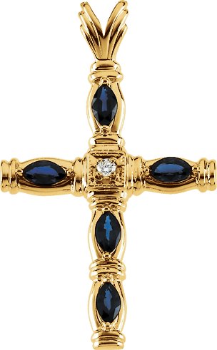 Diamond and Sapphire Cross 41.5 x 25mm 1.43 CTW Ref 330172