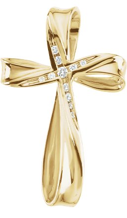 14K Yellow 1/10 CTW Natural Diamond Cross Pendant