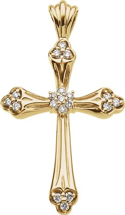 14K Yellow 1/4 CTW Natural Diamond Cross Pendant