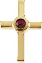 14K Yellow Natural Ruby Cross Pendant