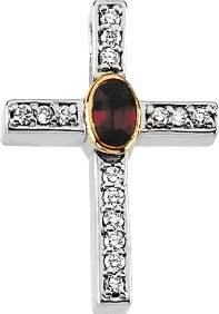 Genuine Ruby and Diamond Cross Pendant 5 x 3mm .18 CTW Ref 971942