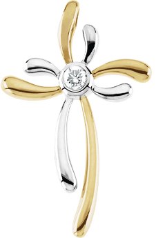 Two Tone Diamond Cross Pendant .09 Carat Ref 823927