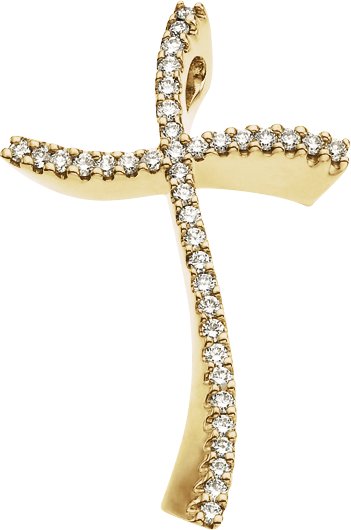 14K Yellow 3/8 CTW Diamond Cross Pendant