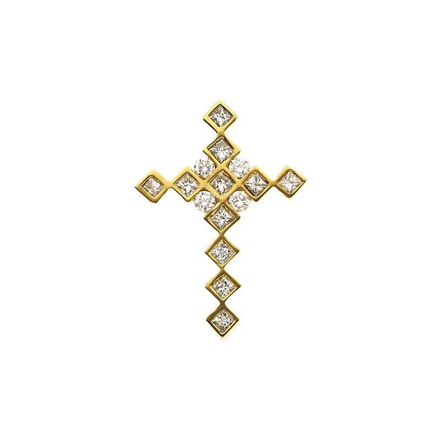 14K Yellow 2/3 CTW Natural Diamond Cross Pendant   