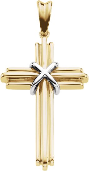 Two Tone Cross Pendant 36.75 x 24.5mm Ref 408281