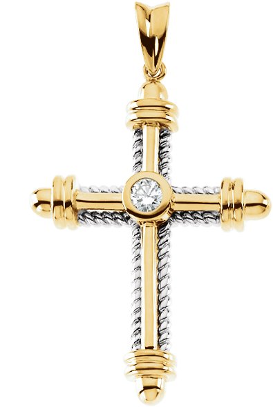 Two Tone Diamond Cross Pendant .33 Carat Ref 257170