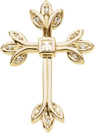 1/4 CTW Diamond Cross Pendant – 14K Yellow Gold