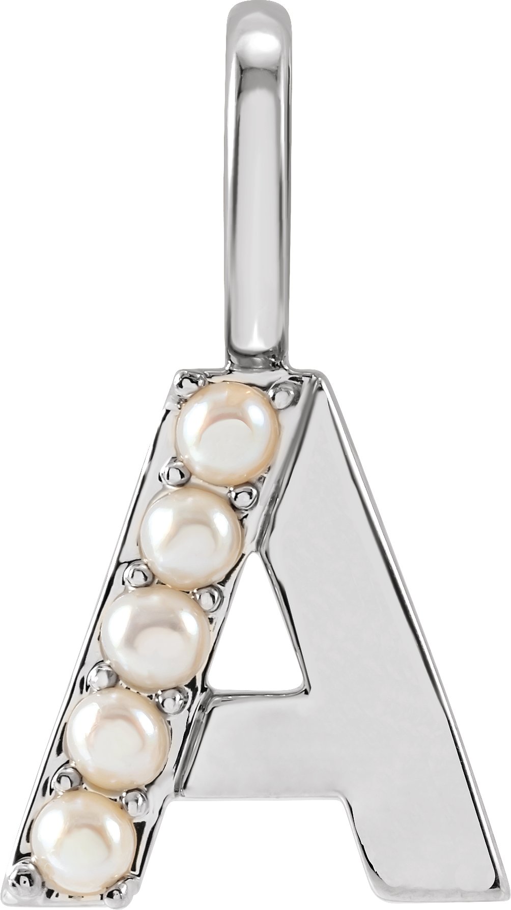 14K White Cultured White Pearl Initial A Charm or Pendant Ref 18479243