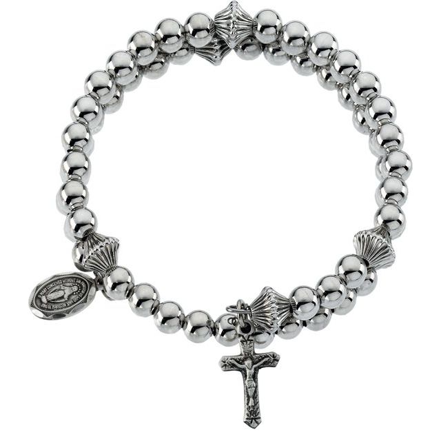 Sterling Silver Bead Wrap Rosary Bracelet