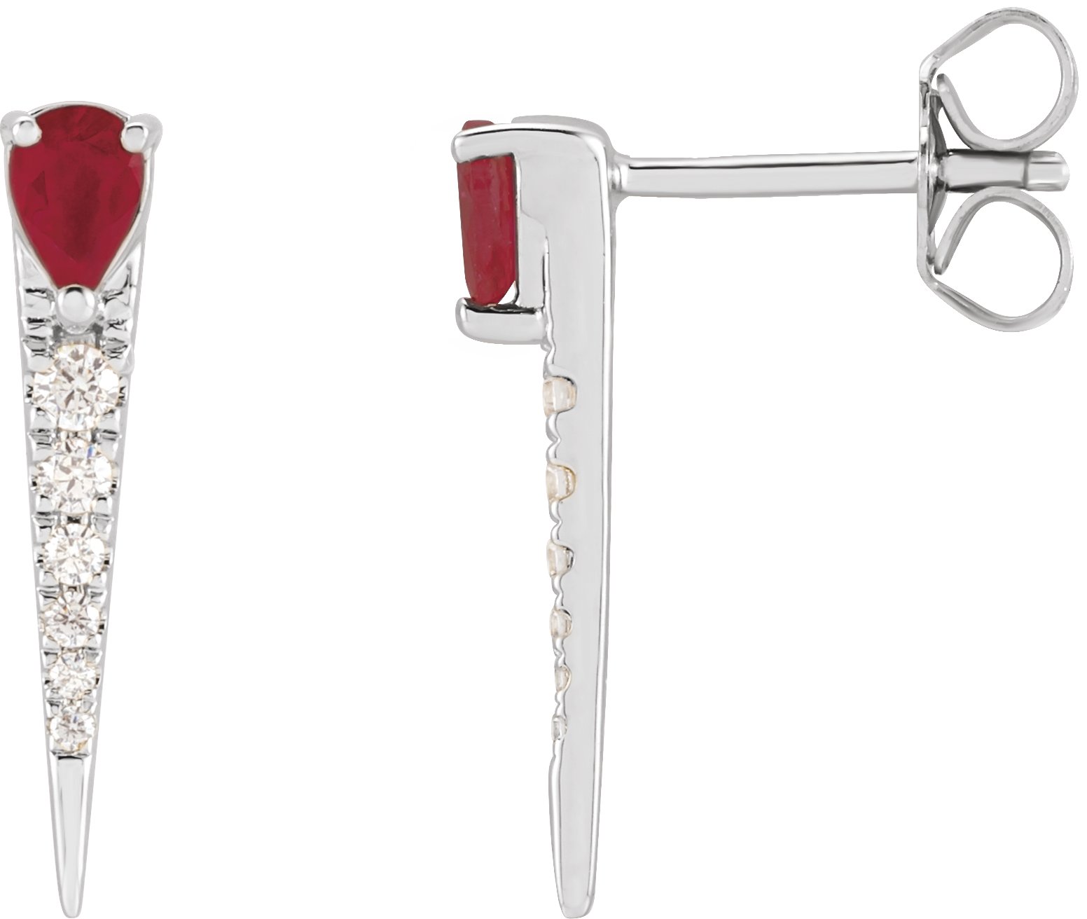 14K White Natural Ruby and 0.13 CTW Natural Diamond Spike Earrings Ref 18620116