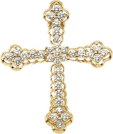 14K White 1 CTW Natural Diamond Cross Pendant