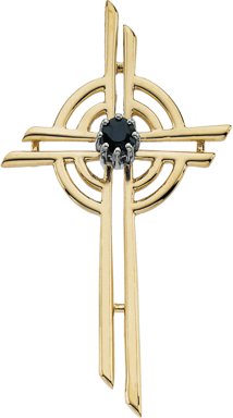 Natural Blue Sapphire Cross Pendant – 14K Yellow Gold