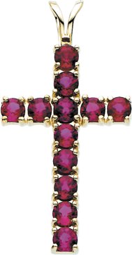 14K Yellow Natural Ruby Cross Pendant