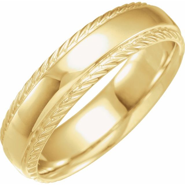 14K Yellow 6 mm Rope Edge Band Size 10