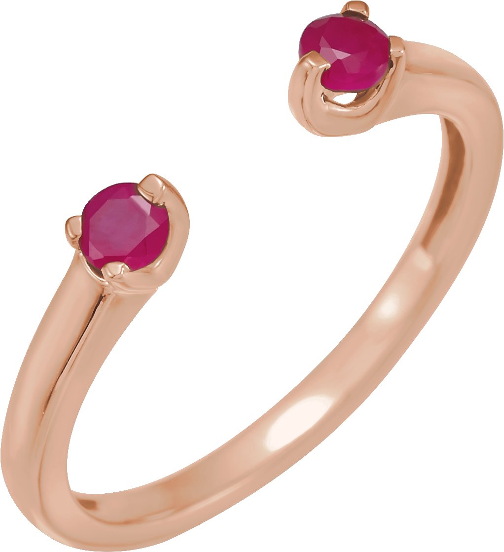 14K Rose Natural Ruby Negative Space Ring Ref 18619257