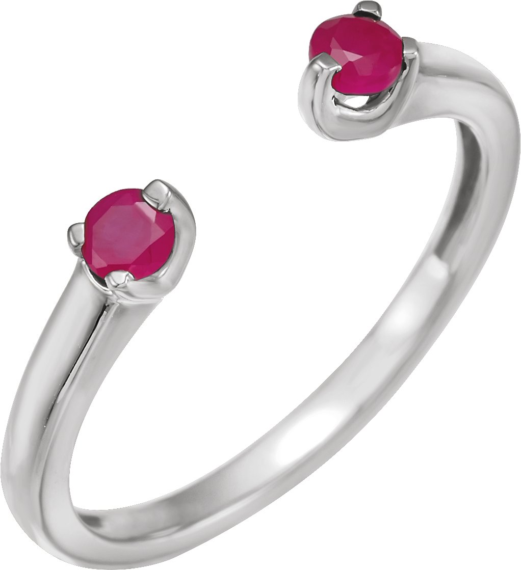 14K White Natural Ruby Negative Space Ring Ref 18619256