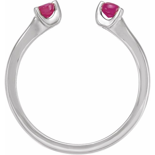 14K White Natural Ruby Negative Space Ring