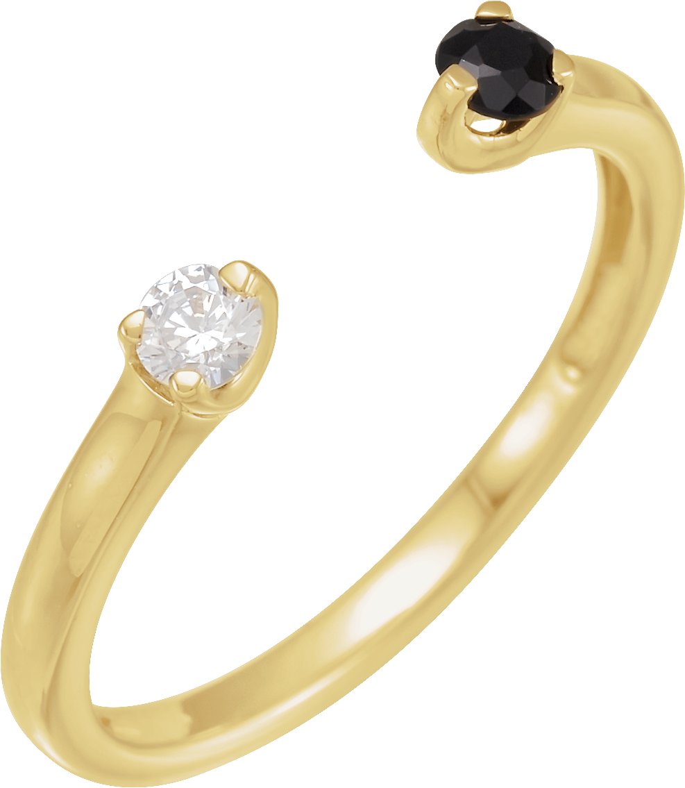 14K Yellow Natural Onyx and 0.10 CT Natural Diamond Negative Space Ring Ref 18619258