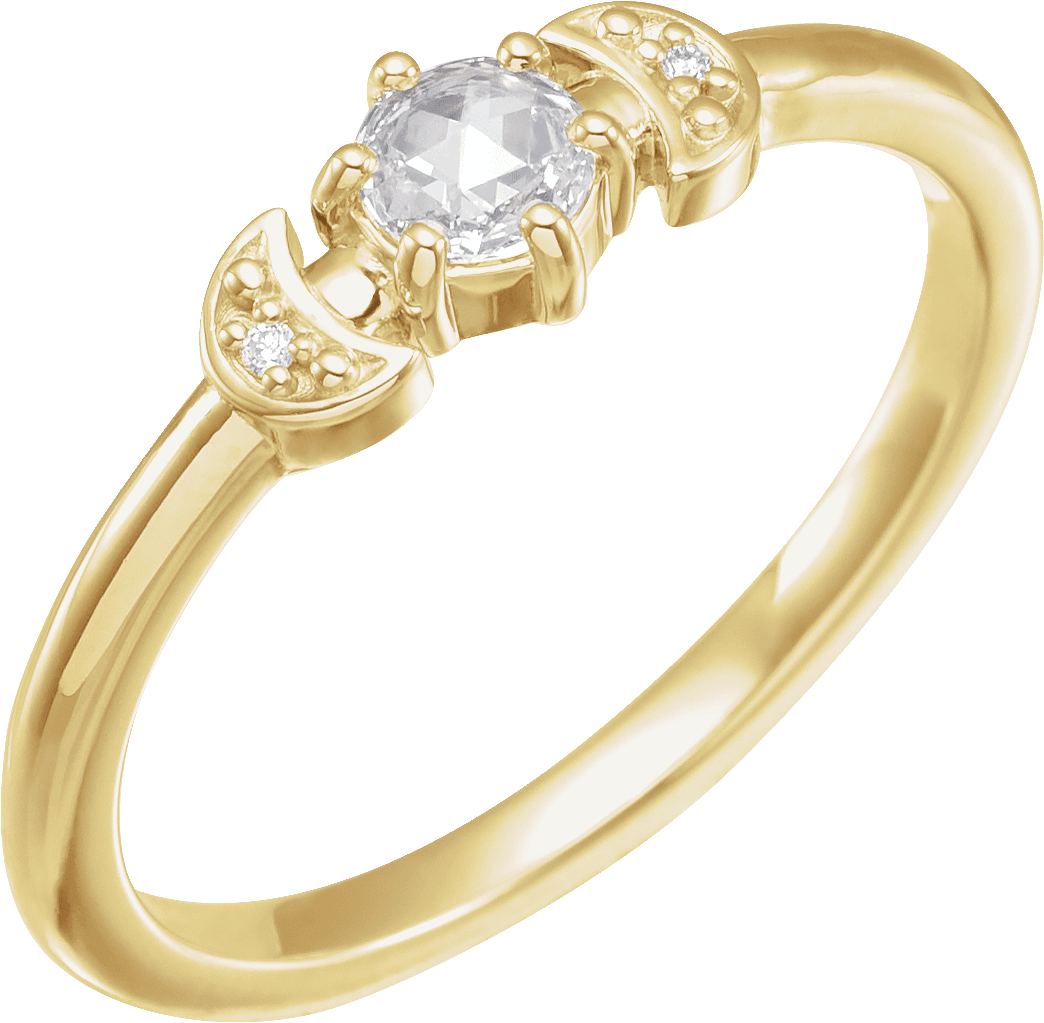 rose cut diamond stackable moon ring