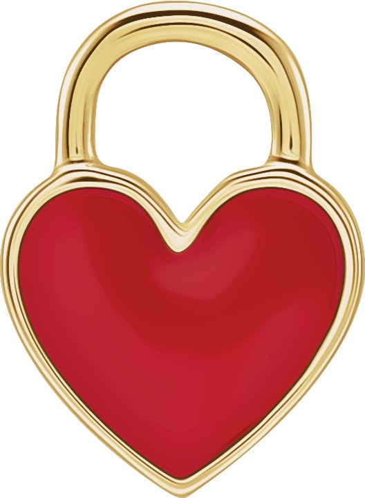 14K Yellow 11.7x2.6 mm Red Enamel Heart Charm or Pendant Ref 18628485