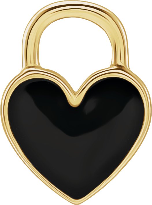 14K Yellow 11.7x2.6 mm Black Enamel Heart Charm or Pendant Ref 18628488