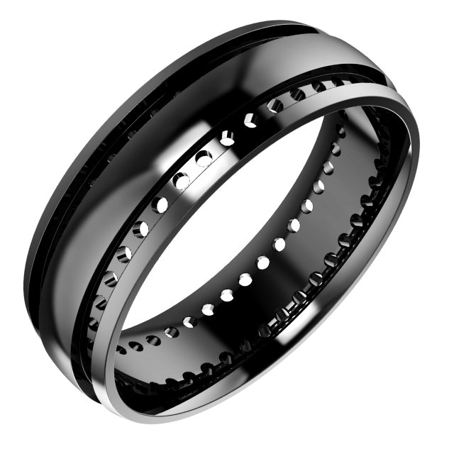 Sterling Silver 1.5 mm Round Black Diamond Ring