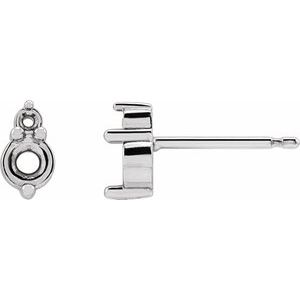 Platinum 4 mm Round Accented Earring Mounting