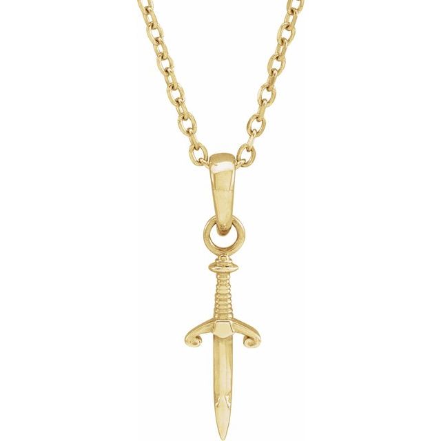 14K Yellow Dagger 16-18" Necklace