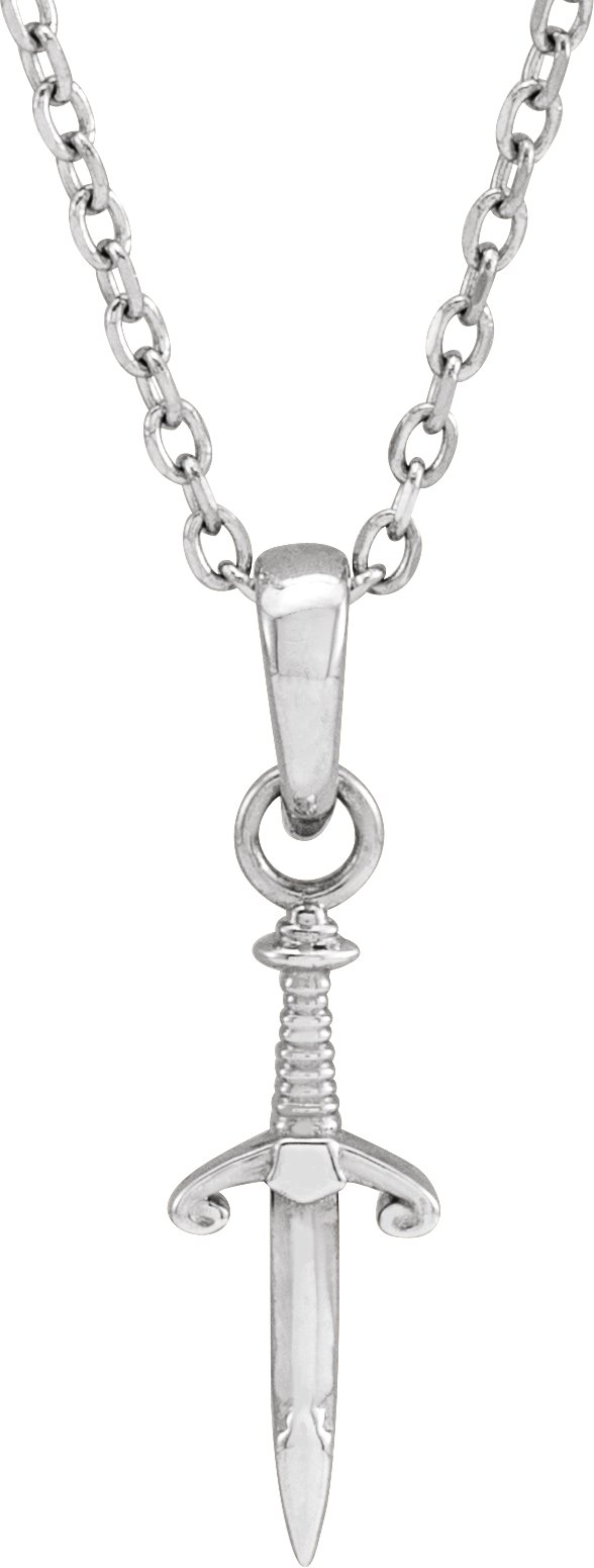 Sterling Silver Dagger 16-18" Necklace