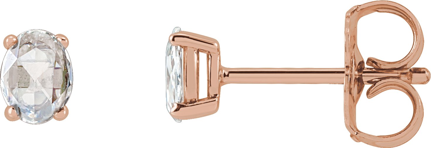 Oval 4-Prong Rose-Cut Stud Earrings