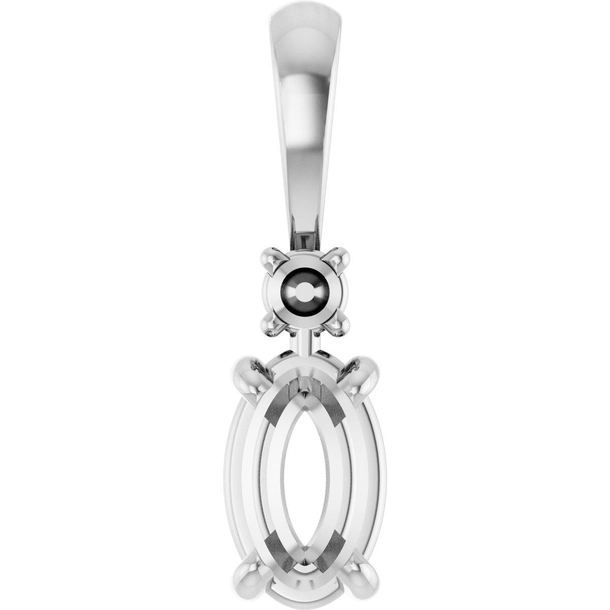 Oval 4-Prong Accented Cabochon Pendant