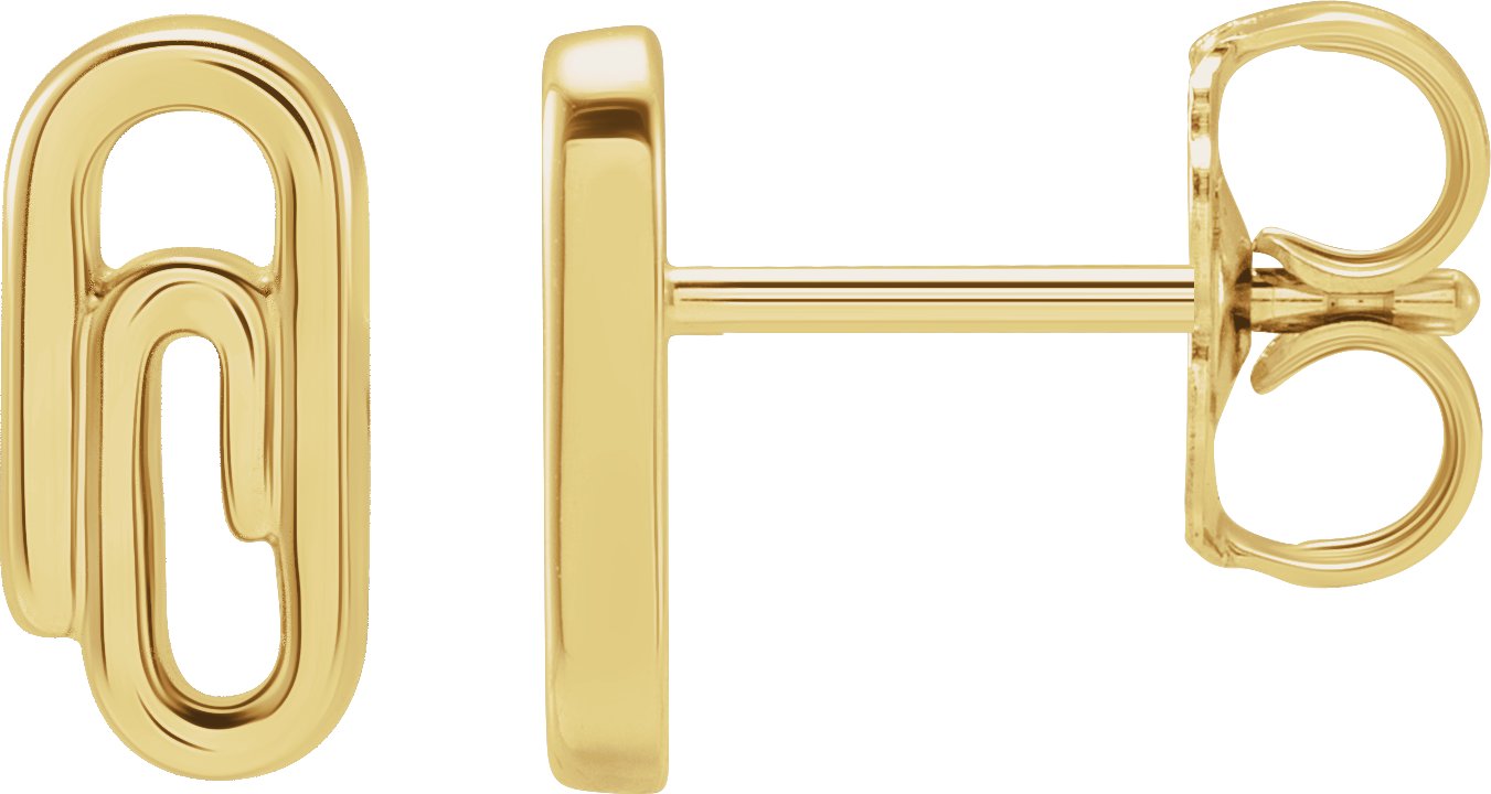 14K Yellow Paperclip Earrings