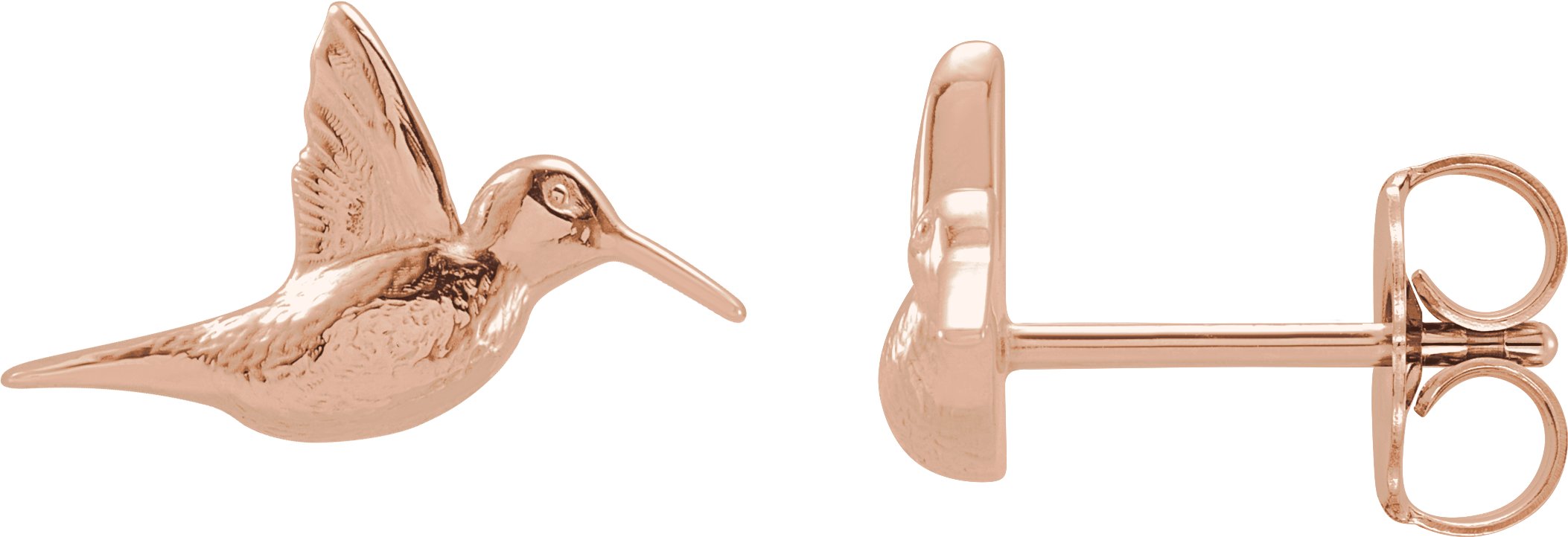 14K Rose Humming Bird Earrings