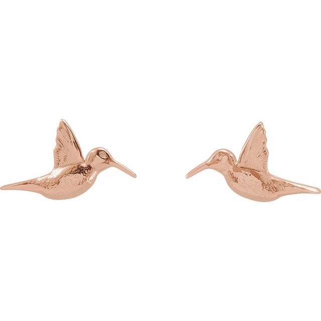 14K Rose Humming Bird Earrings