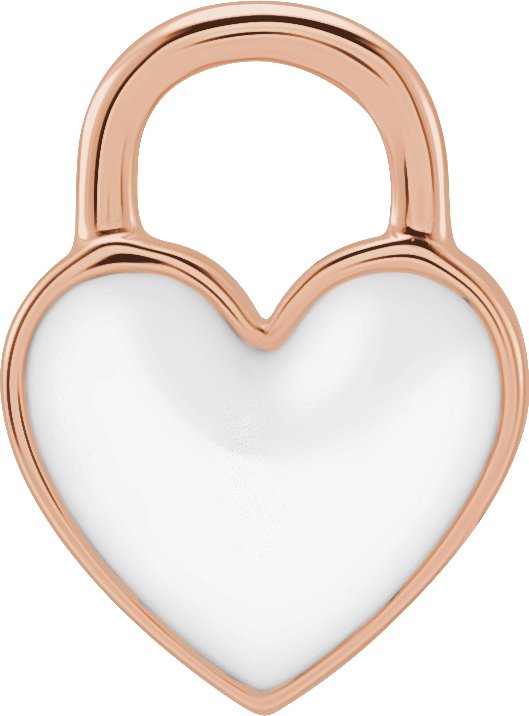 14K Rose 11.7x2.6 mm White Enamel Heart Charm or Pendant Ref 18628484