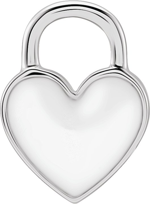 14K White 11.7x2.6 mm White Enamel Heart Charm or Pendant Ref 18628483