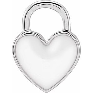 Sterling Silver 11.7x2.6 mm White Enamel Heart Charm/Pendant