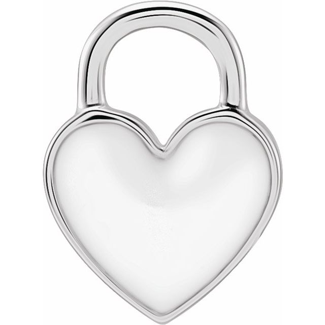 Sterling Silver White Enamel Heart Charm/Pendant