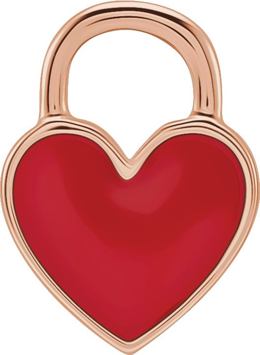 14K Rose 11.7x2.6 mm Red Enamel Heart Charm or Pendant Ref 18628487