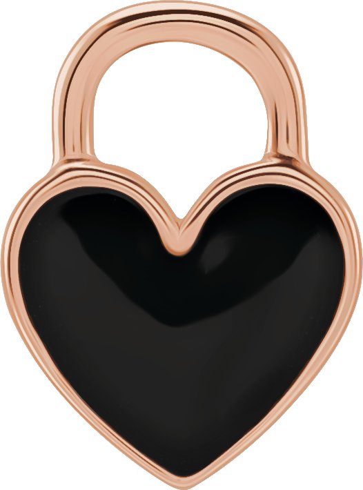 14K Rose 11.7x2.6 mm Black Enamel Heart Charm or Pendant Ref 18628490